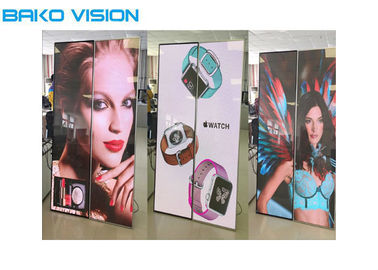 Flexible Indoor Illuminated Poster Display Mirror Screen Front Service With Wheel