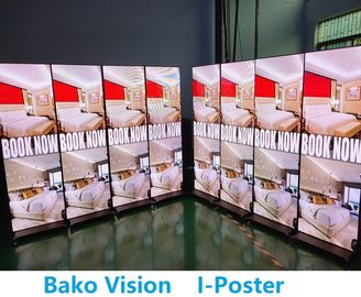 Super Slim Light Weight Indoor LED Poster P2.5 Wide Viewing Angle With Wheels / Pedestal