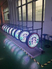 P4.68 Outdoor Round Logo Sign LED Display Waterproof High Brightness  for Advertising Coffee Store