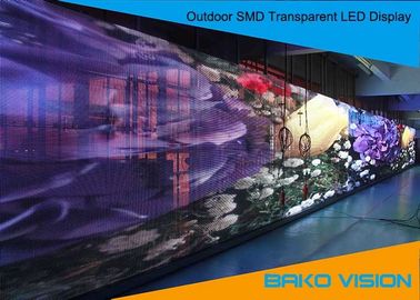 P10 Outdoor IP65 Transparent LED Display SMD 3840Hz RGB 5500 Nits Glass Video Wall