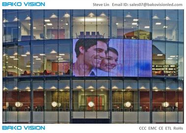 High Brightness Billboard Transparent LED Screens P10 IP65 For Glass Video Wall