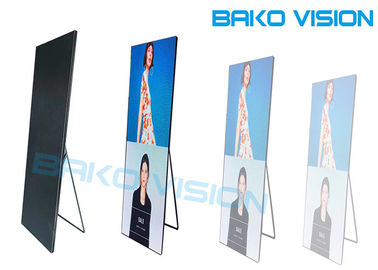 Advertising P2.5 Indoor LED Poster Mirror Screen 1000 Nits With Wheel Base