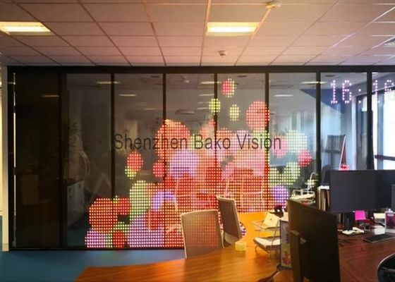 Aluminum Panel Transparent Glass Led Display , P10 See Through Led ...
